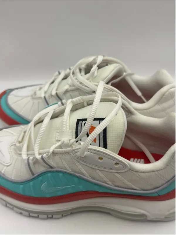 Nike Air Max 98 AT6640-801 Women’s Size 6 White Teal Red Sneakers 2019 - Image 4