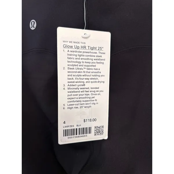 Lululemon Glow Up Tight High Rise 25” Black Size 4 NWT Authentic - Image 5
