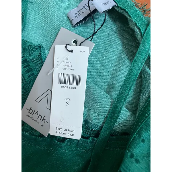 Anthropologie Bl^nk London Green Tropical Lace Maxi Slip Dress NWT S - Image 4