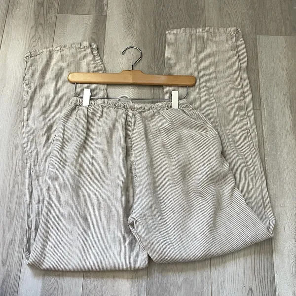 Brandy Melville Pants linen striped pull on womens Beige (one size) beach casual - Image 4
