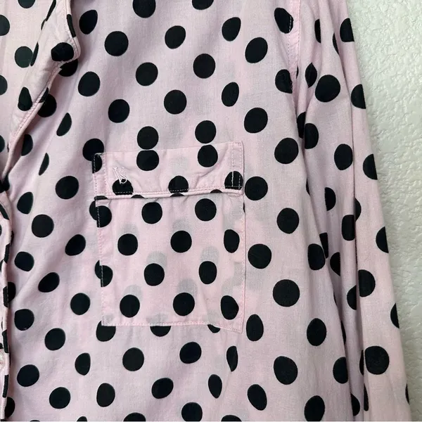 Victoria’s Secret Pink Black Polka Dot Button Down Pajama Top - Image 6