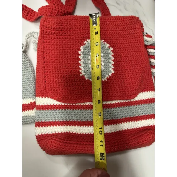 Ohio State Buckeyes Crochet Convertible Drawstring Backpack Bag & Glasses Case Red - Image 3