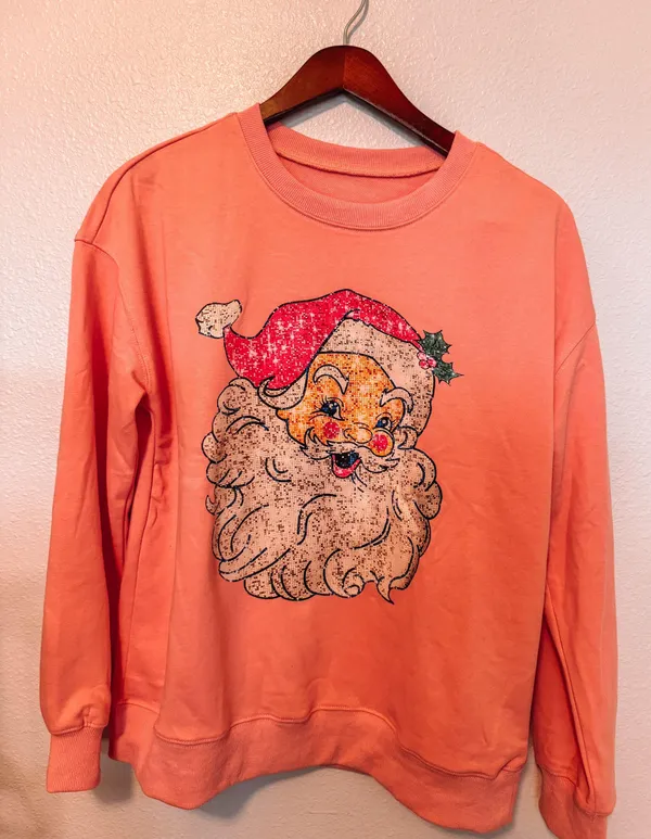 Champagne Sisters Collection Vintage Santa Christmas Sweater - Image 2