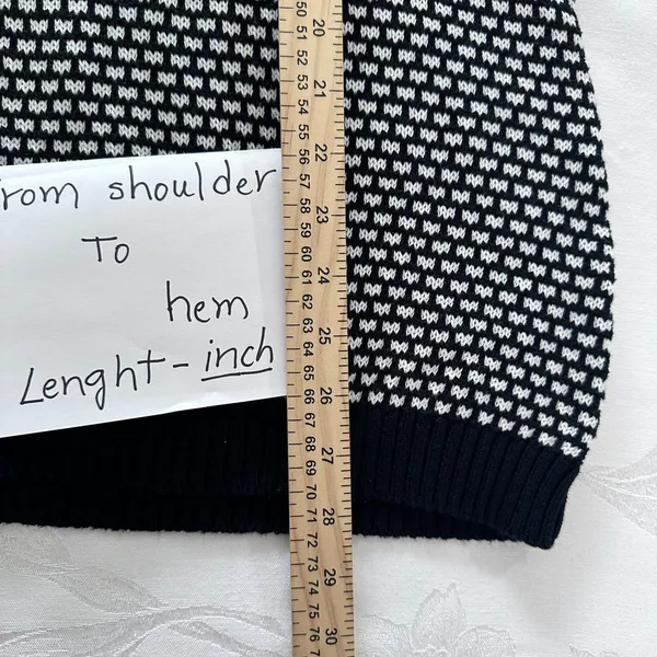 Karen Scott Womens XL Henley V-Neck Sweater Black & White‎ - Image 5