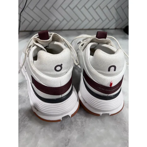 On Cloudnova Women’s Size 10.5 White Burgundy CloudTec Lifestyle Running Shoes - Image 7