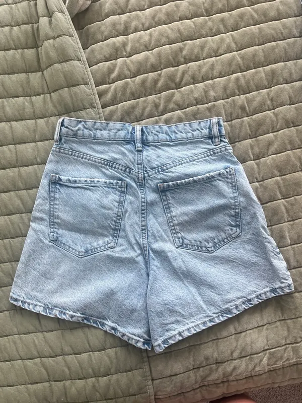 ZARA Light Wash High-Rise Shorts - Image 2