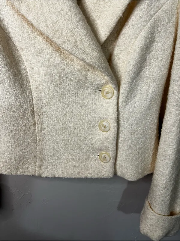 Apart Impressions Vintage Petite Butter Yellow Wool Blend Cropped Blazer Jacket - Image 4