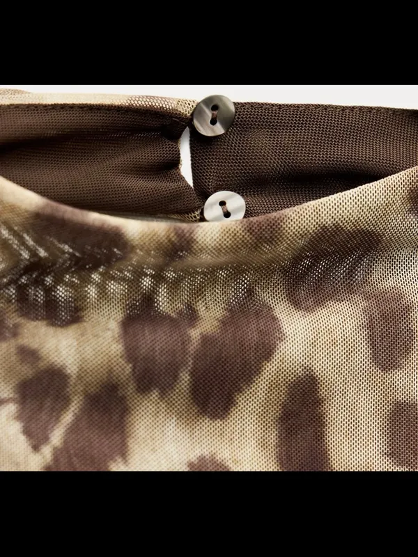 Zara Leopard-Print Ruched Midi Dress in Tan - Image 6
