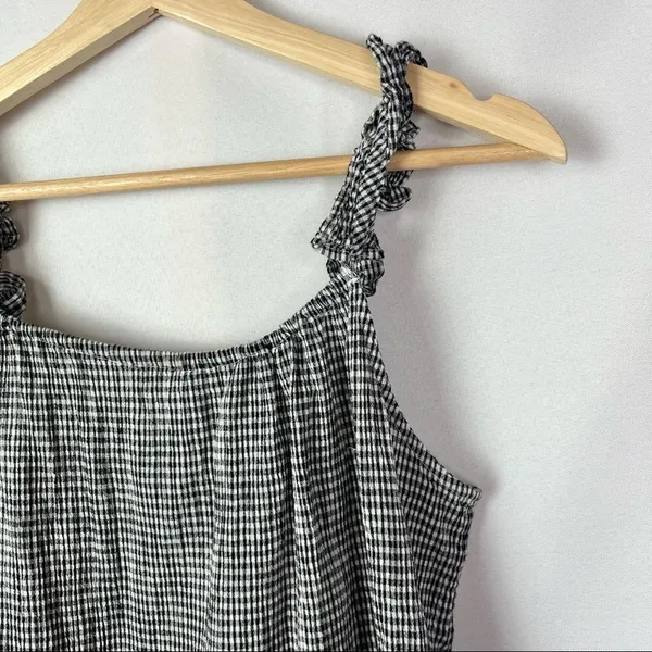 Madewell Ruffle Strap Cami‎ Black & White Gingham Plaid Tank Top 4 - Image 7