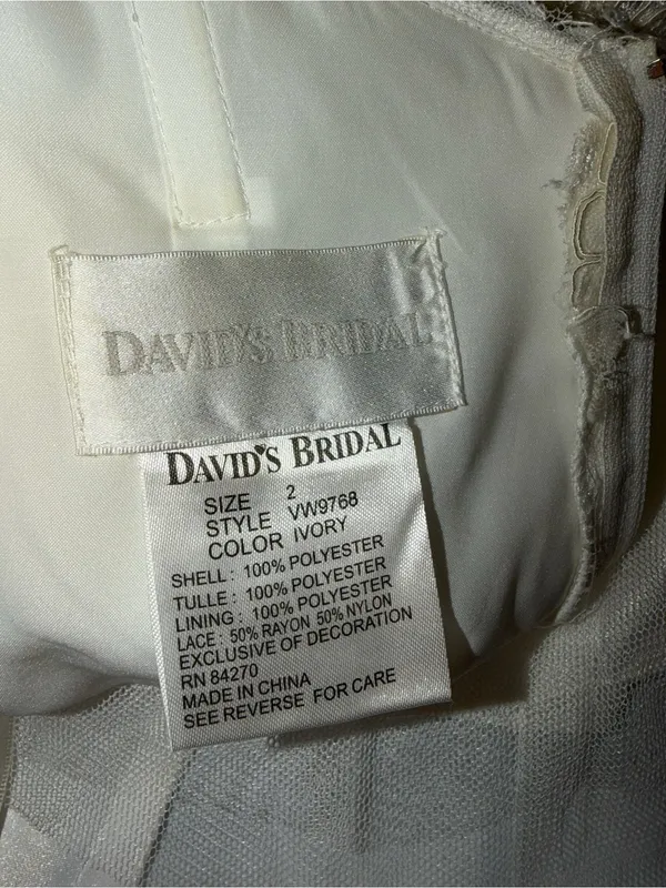 Gorgeous David’s Bridal Queen Anne Lace Overlay Wedding Gown - Image 8
