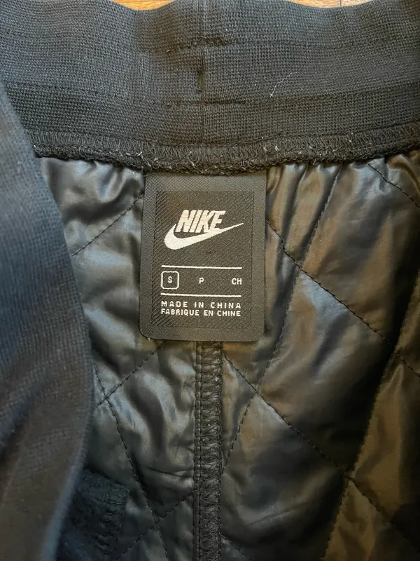 Nike Black Quilted Jogger Pants with White Swoosh - Image 6