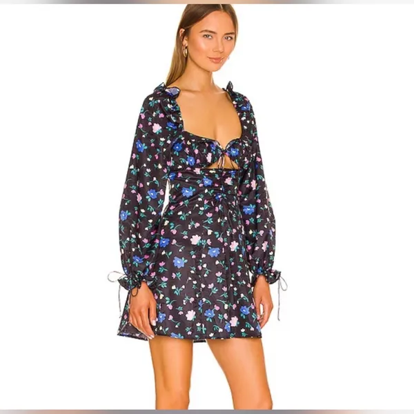 For Love & Lemons Lexi Mini Dress Fliral Coquette Lolita Preppy Whimsy NWT XS S - Image 6