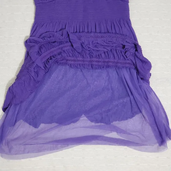Free People Purple Tiered 100% Viscose Sleeveless Empire Waist‎ Knit Top Size M - Image 5