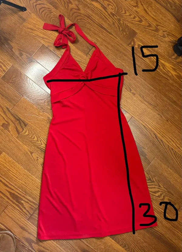 Y2K Perseption red halter neck knot red dress size M/S - Image 9