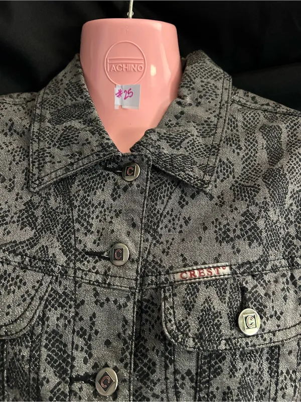 Crest Vintage Womens Grey Snake-Print Blazer Jacket SM - Image 8