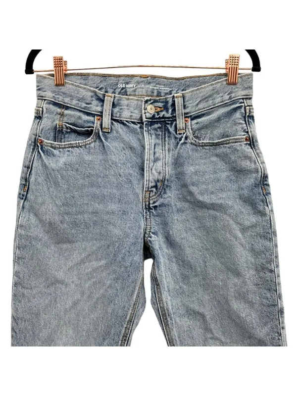 Old Navy High Rise Button Fly Slouchy Straight Leg Cropped Denim Jeans 2 / 28 - Image 2