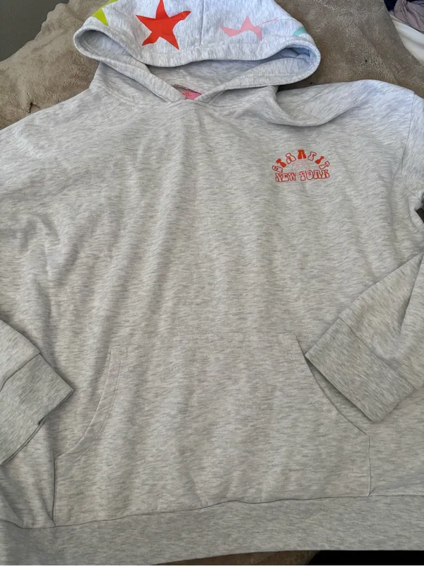 STARFIT New York Gray Star Graphic Hoodie XL Oversized Pullover Sweatshirt - Image 6