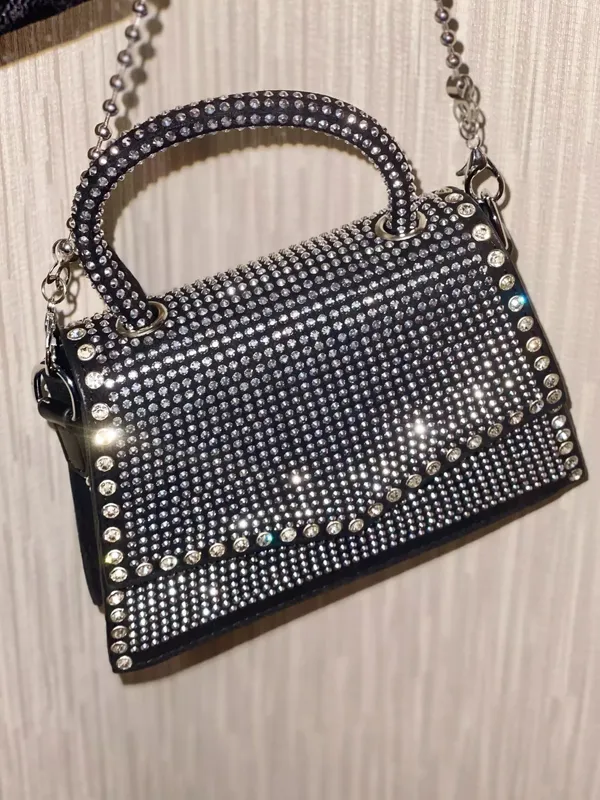 22cm Hobo Clutch Evening Cross Body Bling Luxury Glitter Diamond Black Sparkle Bag Handbag Clutch Purse New Chain - Image 5
