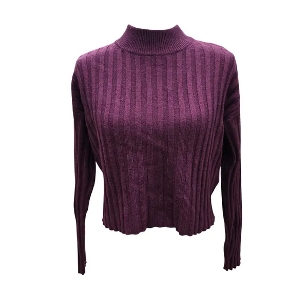 Madewell NWT Mockneck Ribbed Wool Blend‎ Cropped Sweater Plum Purple NM625 XS - Image 2