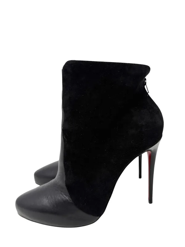 Christian Louboutin Gaetanina Black Leather Suede Almond Toe Ankle Boots Size 40 - Image 5