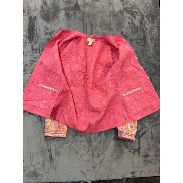 Appleseed's Reversible Quilted Jacket Womens Pink Paisley Floral M - Image 10