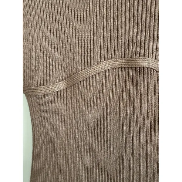 Abercrombie &‎ Fitch Ribbed Scoop Neck Mini Dress Mauve Brown Long Sleeve MP - Image 5