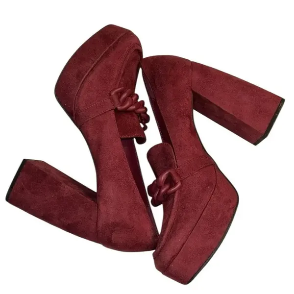 Open Edit in Red Cranberry Slip on Platform Pump Shoes(Size 9.5M) - Image 4