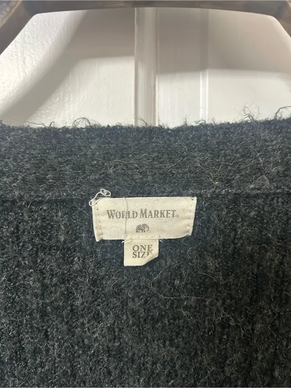 Cost Plus World Market Charcoal Ribbed V-Neck Button Cardigan O/S - Image 3