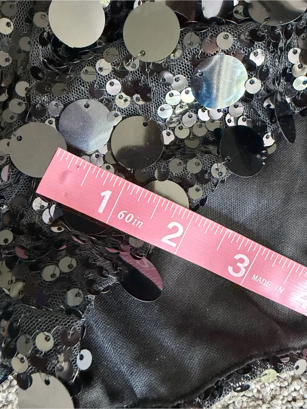 NIA Black Sequin Disco Party Festival High Rise Shorts Medium - Image 6