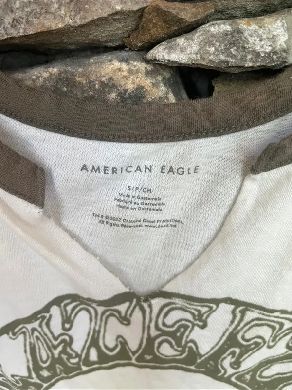 American Eagle Grateful Dead Crop Top Beach Lightweight White with Green - Image 4