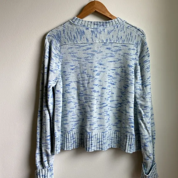 J.Crew Speckled Cotton Sweater (Sz XL) Sky Cabana Space Dye Blue - Image 8