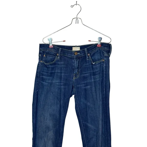 Mother Women's Jeans The Runaway Skinny‎ Leg Raw Hem Dark Wash Denim Blue 30X30 - Image 4