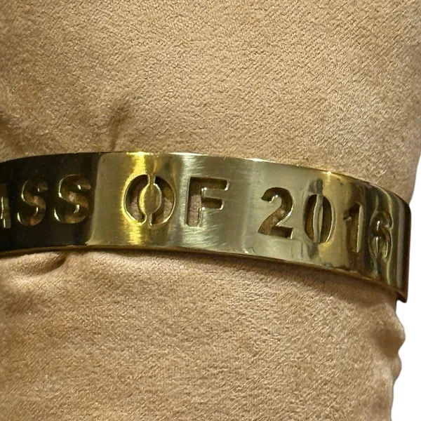Rustic Cuff Gold-Tone Class of 2016 Cut-Out Cuff Bracelet Grad Gift Preowned - Image 6