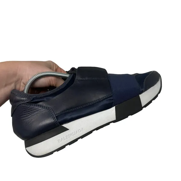 Balenciaga Race‎ Runners Navy Blue Leather Mesh Shoes Low Top Womens 38 US 7.5-8 - Image 5