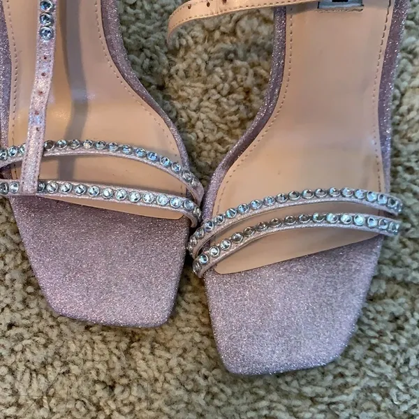 Steve Madden Collette Blush Glitter Rhinestone Strappy Stiletto Size 7 - Image 5