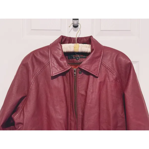 Vintage Y2K Phase Two Leather Jacket Coat 2X Red Trench Grunge Retro 90s Biker - Image 4