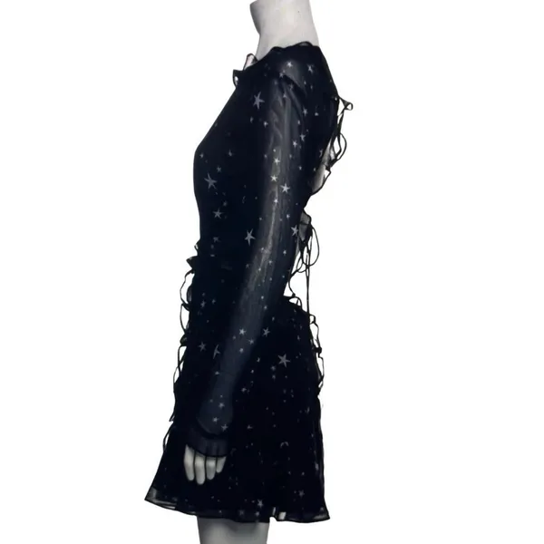 Fame & Partners Kye Star Print Ruffle Open Back Mini Dress Size 2 NWT - Image 7