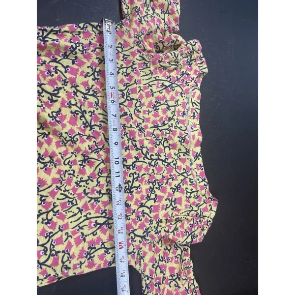 Lilly Pulitzer Cotton Slub Yellow Pink Short Bell Sleeve Top Summer Vacation L - Image 10