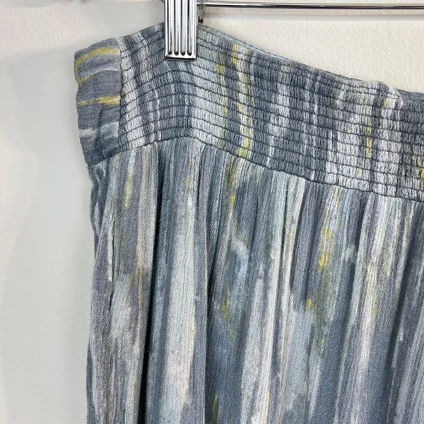 Free People Pants‎ Womens Large Gray Blue Yellow Abstract Wide Leg Boho Lounge - Image 10