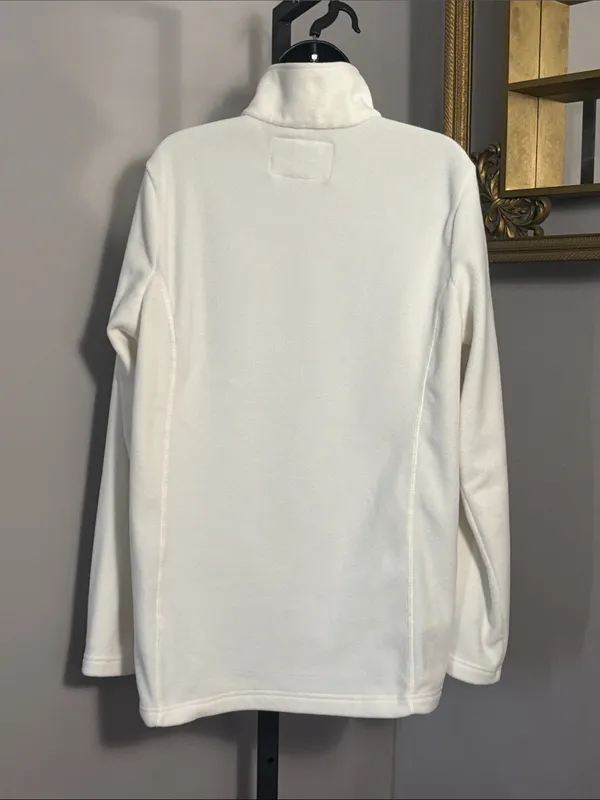 Lands' End Large Ivory Fleece Half Zip Pullover Sweatshirt Jacket - Image 2