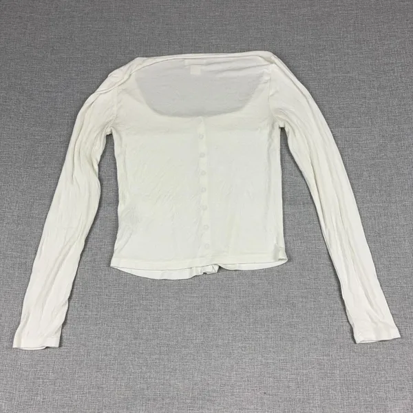 Maeve Anthropologie Baby Girl Shirt Womens Small White Square Neck Long Sleeve - Image 7