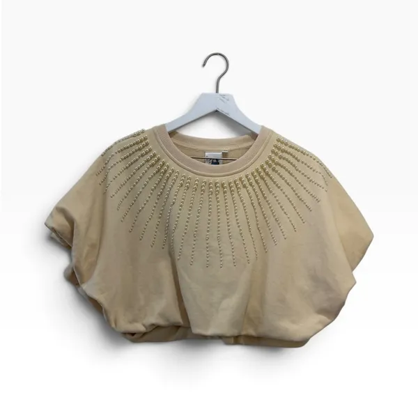 Queen of Sparkles Beige Pearl Burst Bubble Top Size Medium - Image 8