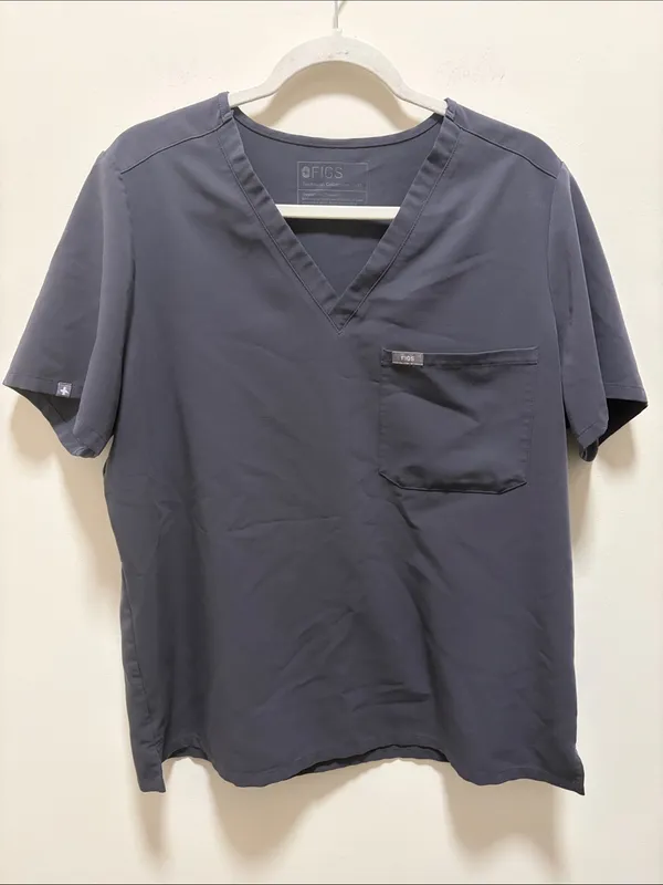 Figs Catarina V-Neck Scrub Top in Charcoal - Image 2