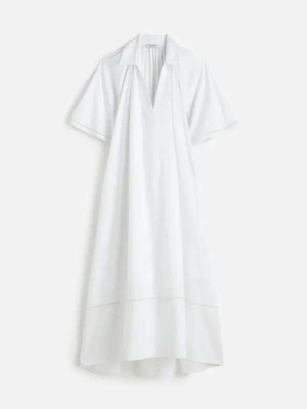 Madewell White Cotton Midi Dress NWT XXS Collared Poplin Slip Lined Summer - Image 14