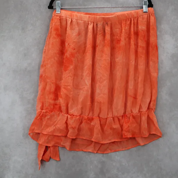 The Goddess Collection Orange Sheer Knee Length Pull On Flirty Bow Skirt Plus 1X - Image 2