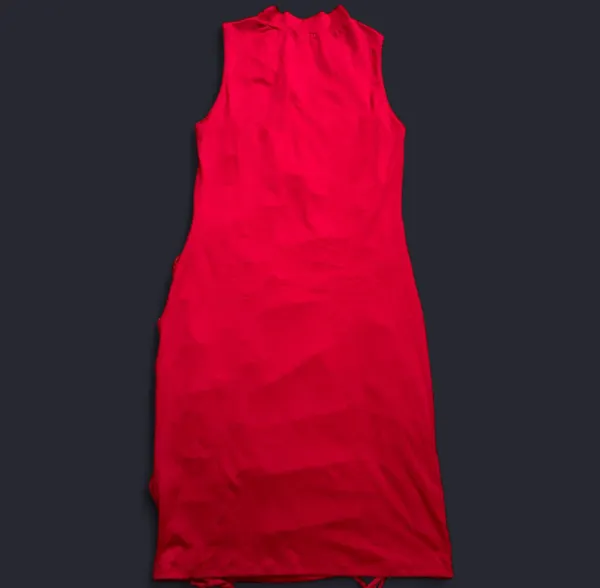 Heart & Hips Scarlet Red Ruched Mock Neck Dress - Image 8