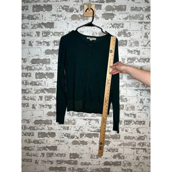 Loft | women green faux button sweater wool blend - Image 7