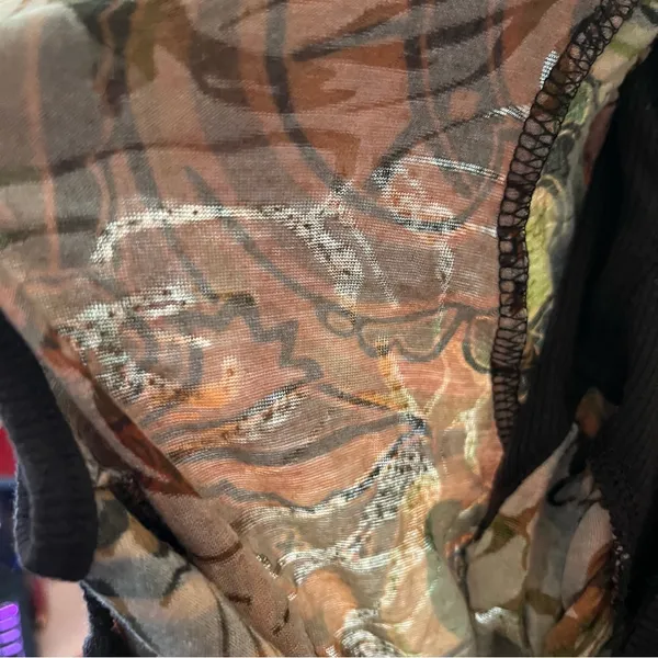 Y2K Daytrip Burnout Knit Babydoll Top Keyhole Back Abstract Print Brown S - Image 4