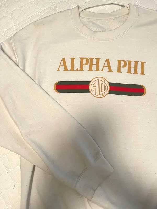 Alpha Phi Sweatshirt White Size L - Image 3