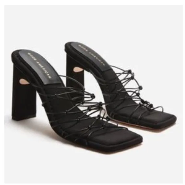 NWT Good American Square Toe Mule Sandals Women's‎ Size 7 Black Minimalist Chic - Image 2